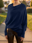 Texture Round Neck Long Sleeve Sweater - Guy Christopher 