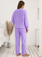 Teddy Long Sleeve Top and Pants Lounge Set - Guy Christopher 