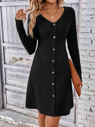 V-Neck Long Sleeve Mini Dress - Guy Christopher 