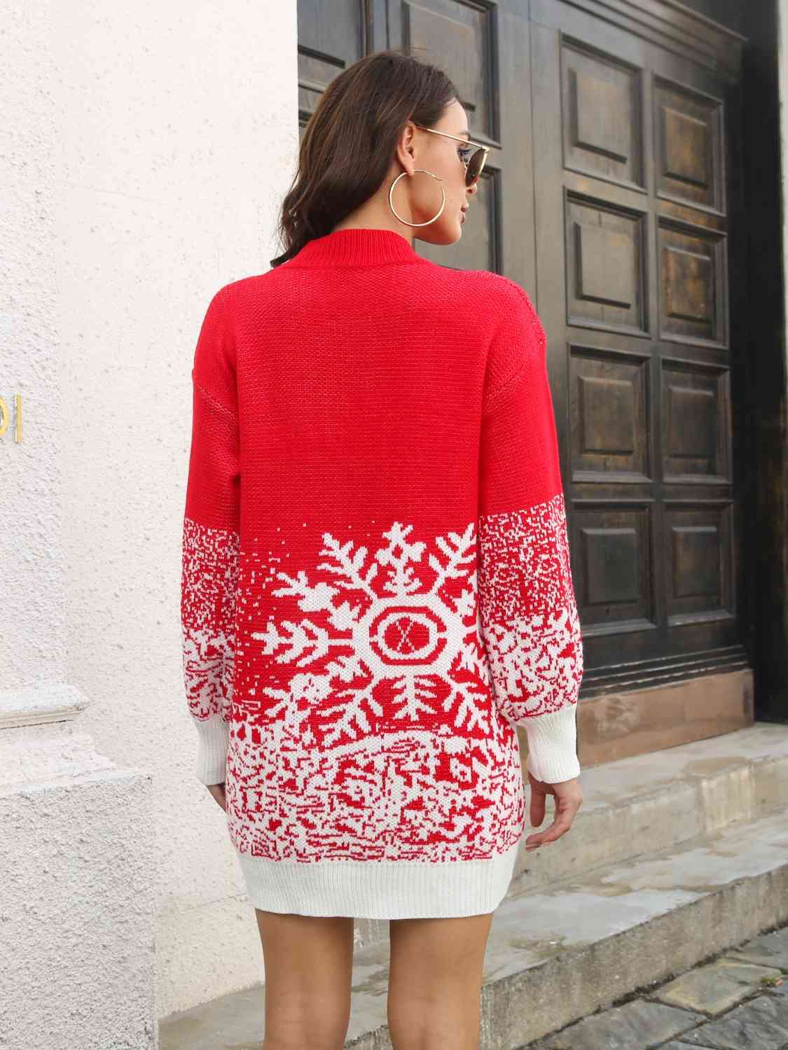 Snowflake Pattern Sweater Dress - Guy Christopher 