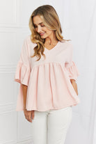 Celeste Look At Me Full Size Flowy Ruffle Sleeve Top in Pink - Guy Christopher 