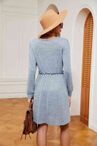 Square Neck Long Sleeve Dress - Guy Christopher 