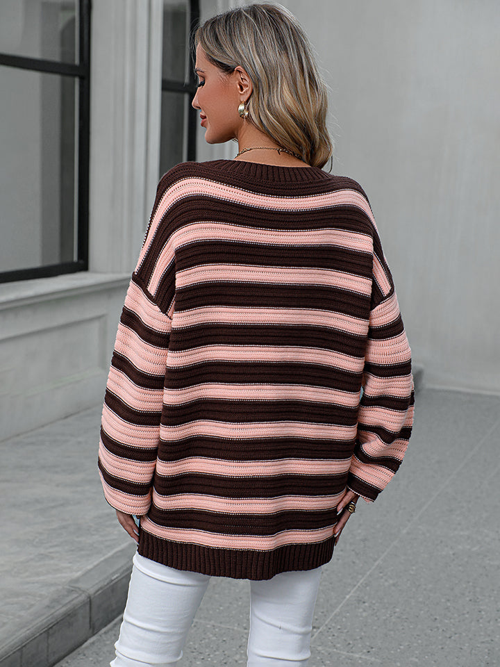 Striped Dropped Shoulder Sweater - Guy Christopher 