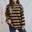 Striped Round Neck Long Sleeve Sweater - Guy Christopher 