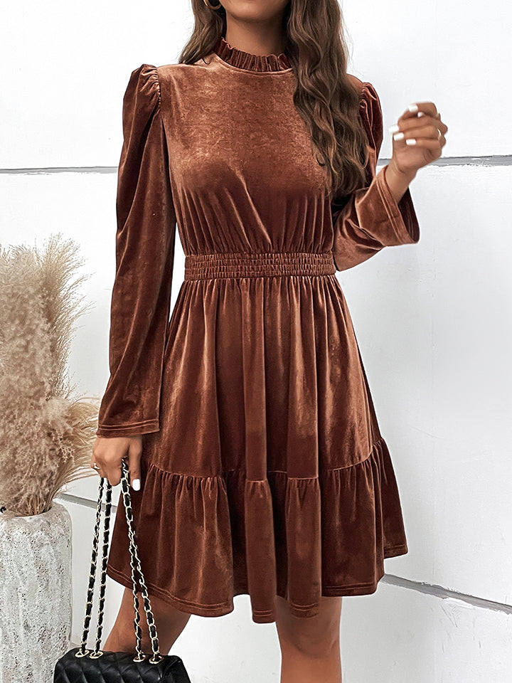 Smocked Waist Long Sleeve Dress - Guy Christopher 