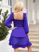 Smocked Square Neck Layered Dress - Guy Christopher 