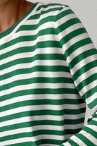 Striped Round Neck Long Sleeve Sweater - Guy Christopher 