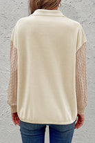 Zip-Up Dropped Shoulder Cable-Knit Sweatshirt - Guy Christopher 