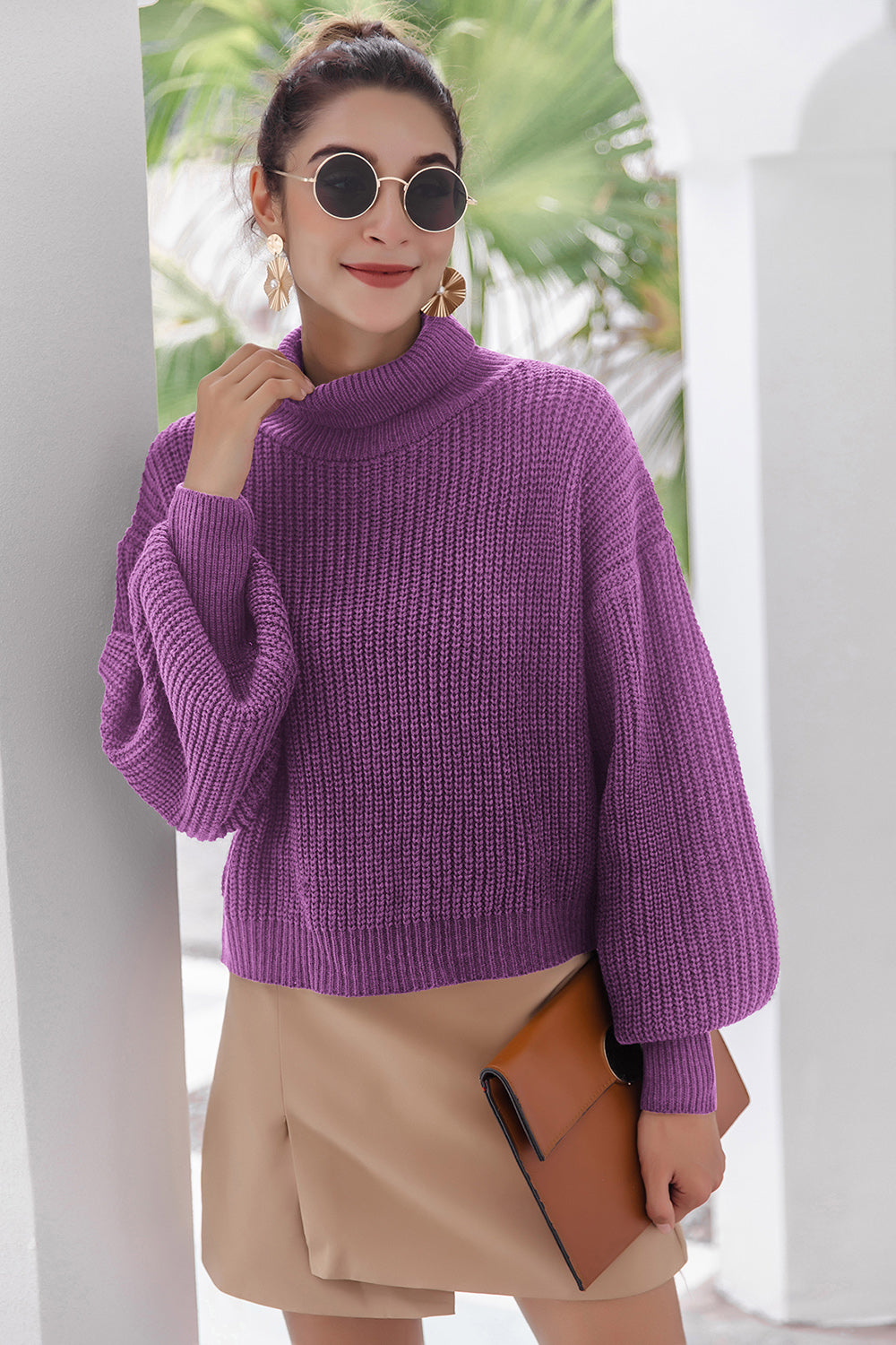 Turtleneck Lantern Sleeve Sweater - Guy Christopher 