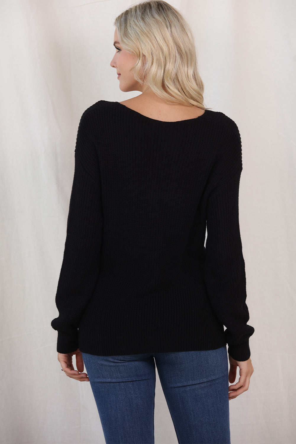 V-Neck Long Sleeve Knit Top - Guy Christopher 