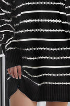 Striped V-Neck Sweater Dress - Guy Christopher 