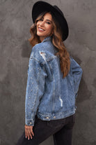 Studded Button Down Denim Jacket - Guy Christopher 