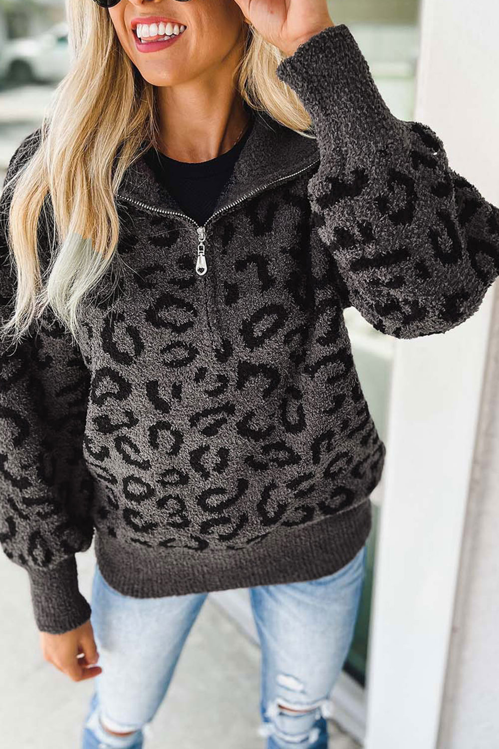 Leopard Half-Zip Sweater - Guy Christopher 