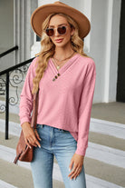 V-Neck Long Sleeve Blouse - Guy Christopher 