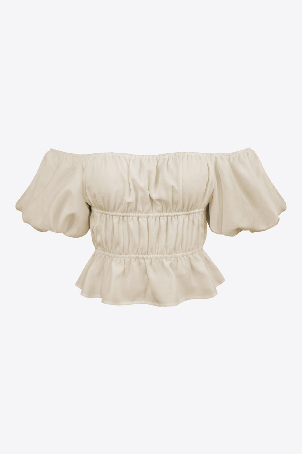 Square Neck Balloon Sleeve Cropped Blouse - Guy Christopher 