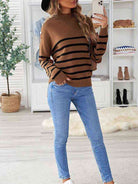 Striped Shoulder Detail Sweater - Guy Christopher 