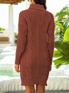 Turtleneck Ribbed Sweater Dress - Guy Christopher 