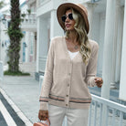 V-Neck Button Up Long Sleeve Cardigan - Guy Christopher 