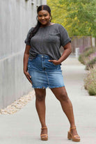 e.Luna Full Size Chunky Knit Short Sleeve Top in Gray - Guy Christopher