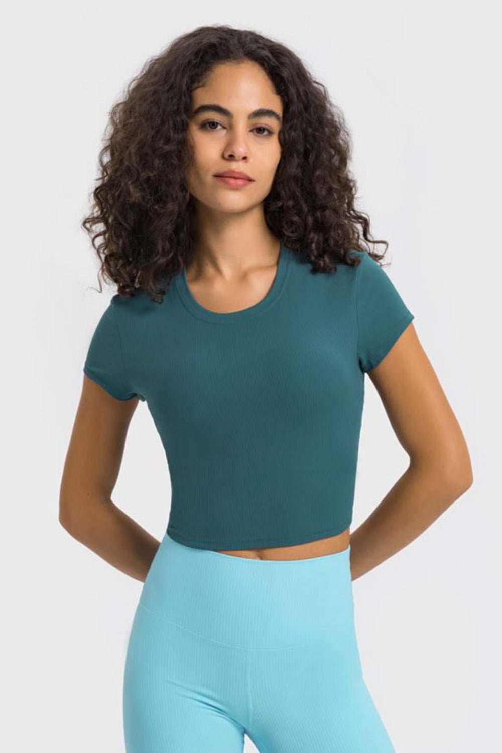 Embrace Your Beauty - Reveal Your Passion - Fall in Love with Our Round Neck Short Sleeve Cropped Sports T-Shirt. - Guy Christopher