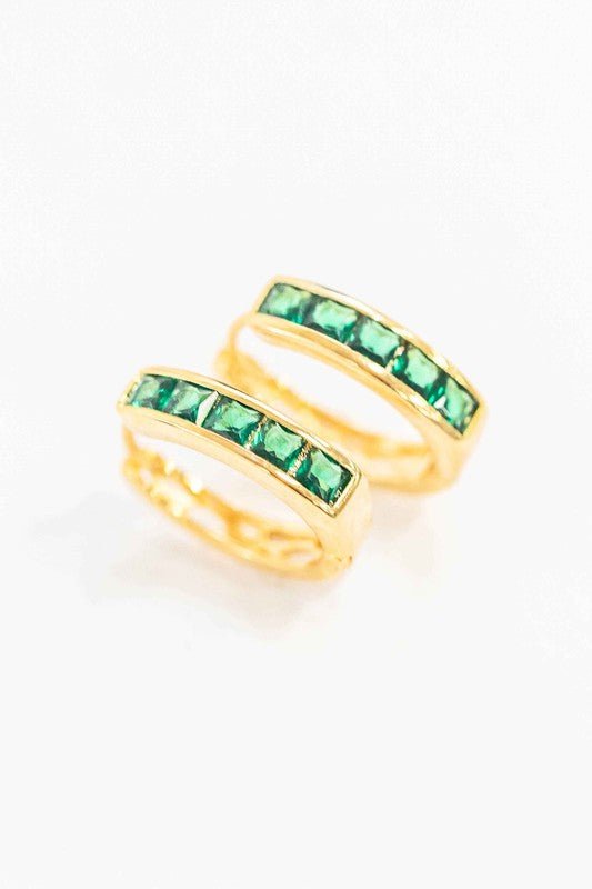 Emerald Hoop Earrings - Guy Christopher