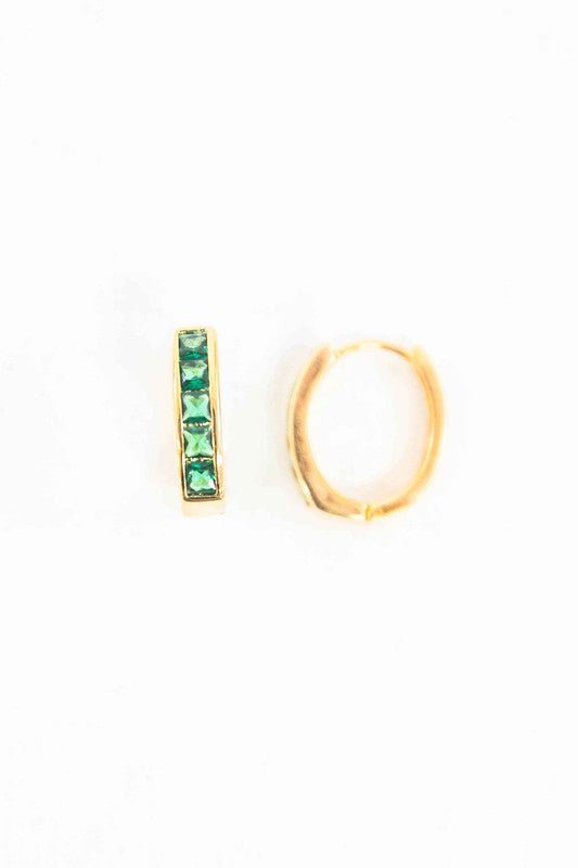 Emerald Hoop Earrings - Guy Christopher