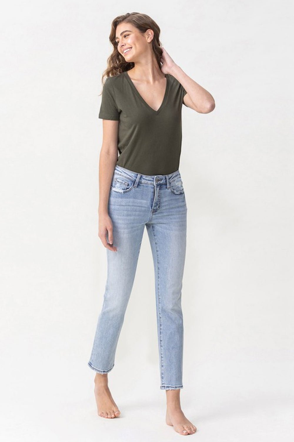Enchant Your Heart - Indulge in the Beauty of LOVERVET's Full Size Andrea Midrise Crop Straight Jeans and Let Your Unique Charm Shine Through. - Guy Christopher