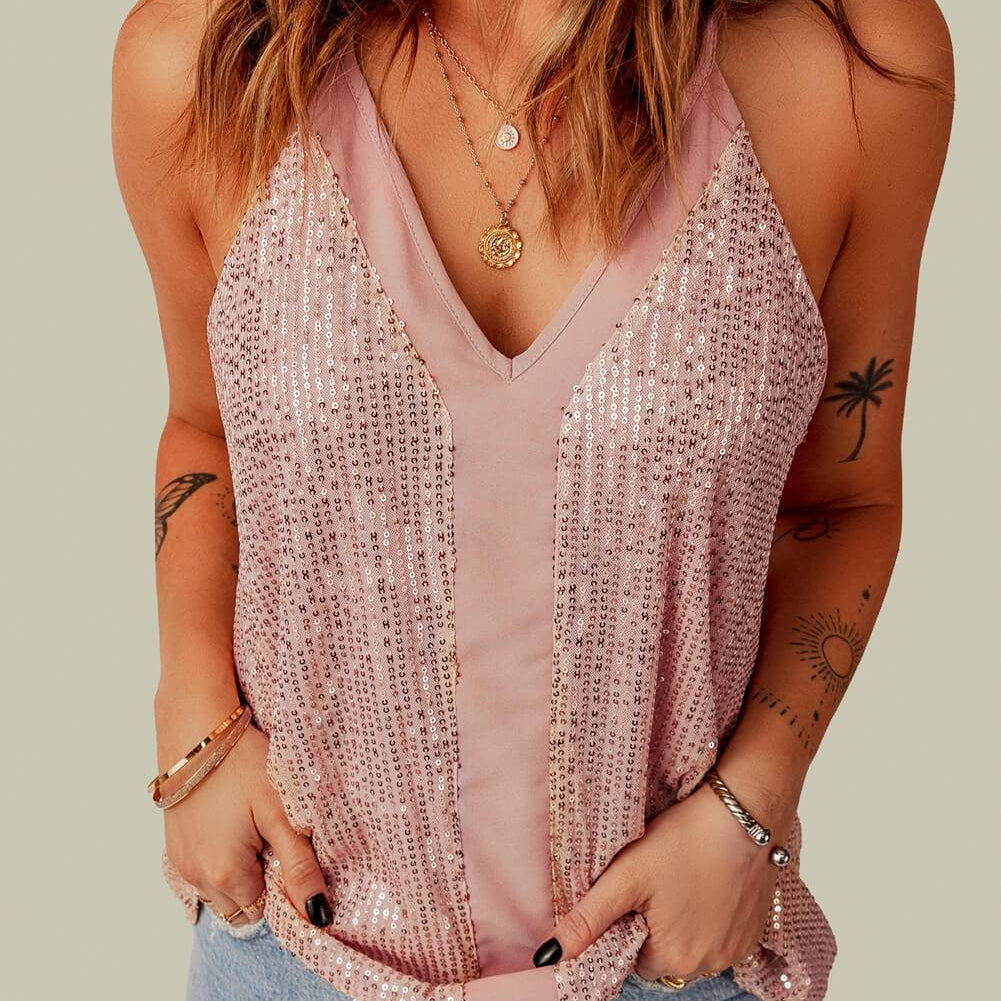Enchanted Sequin Racerback Tank - Embrace Your Beauty in Radiant Sparkle - Let Your Heart Be Captivated. - Guy Christopher