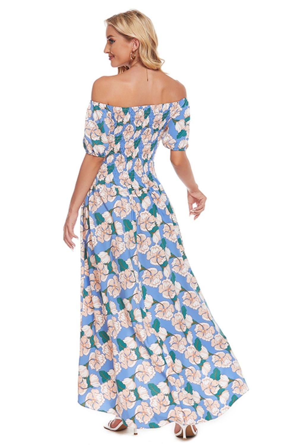 Enchanting Floral Off-Shoulder Slit Maxi Dress - Indulge in Captivating Charm and Mesmerizing Beauty as you Embrace the Cloud-Like Comfort of this Delicate Wonder - Guy Christopher