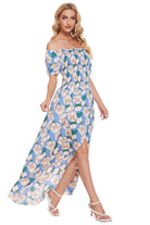Enchanting Floral Off-Shoulder Slit Maxi Dress - Indulge in Captivating Charm and Mesmerizing Beauty as you Embrace the Cloud-Like Comfort of this Delicate Wonder - Guy Christopher