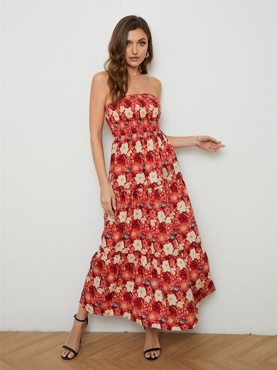 Enchanting Floral Strapless Low-Back Dress - Embrace Your Inner Goddess with Every Step - Radiate Ethereal Beauty Everywhere You Go - Guy Christopher