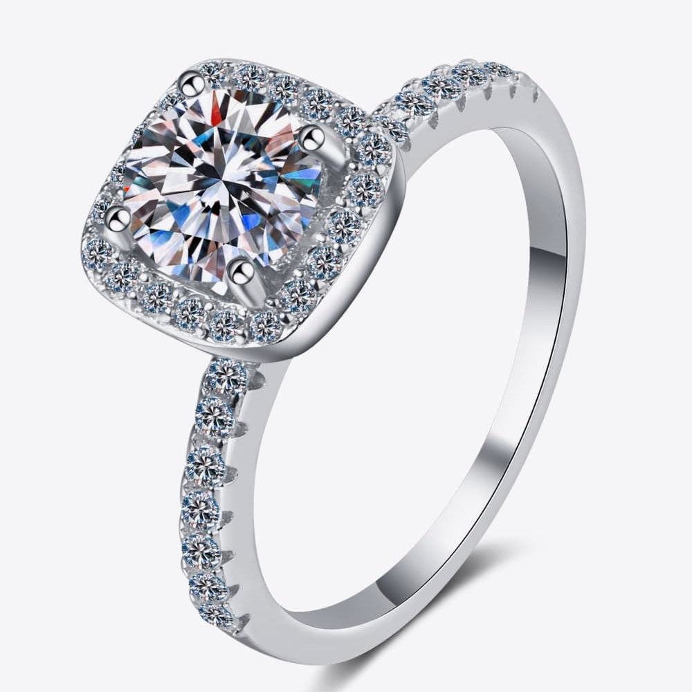 Enchanting Love - Mesmerizing 2 Carat Moissanite Square Halo Ring - Let Your Everlasting Love Shine with Unparalleled Radiance - Guy Christopher