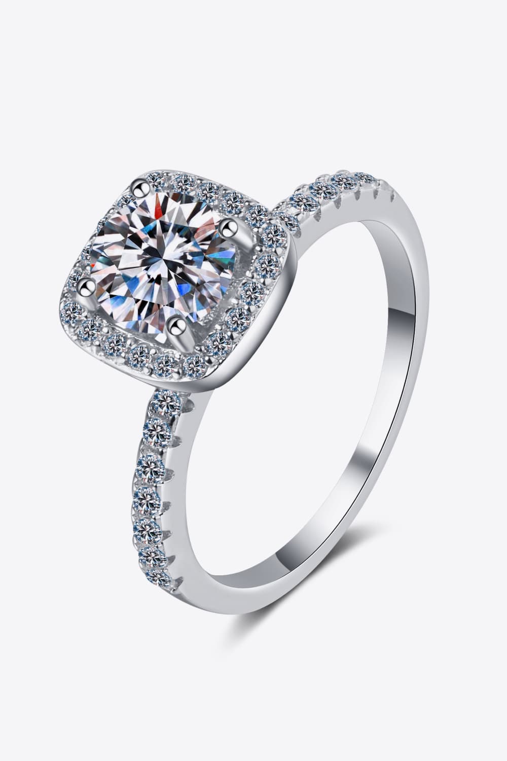 Enchanting Love - Mesmerizing 2 Carat Moissanite Square Halo Ring - Let Your Everlasting Love Shine with Unparalleled Radiance - Guy Christopher