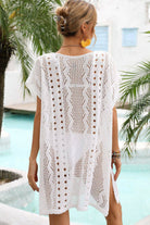 Enchanting Openwork Plunge Dolman Sleeve Cover-Up Dress - Embrace Your Inner Goddess - Captivate Hearts and Turn Heads Effortlessly - Guy Christopher