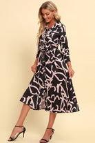 Enchanting Printed Button Front Belted Midi Dress - Embrace the Magic of Life and Radiate Effortless Beauty - Guy Christopher