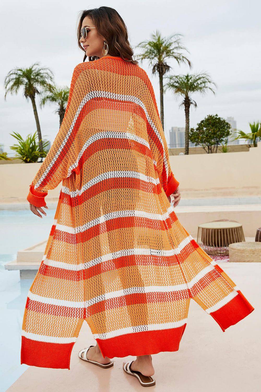 Enchantress of the Seas - Discover Romance and Elegance with Our Striped Duster Cover Up - Wrap Yourself in Timeless Beauty - Guy Christopher
