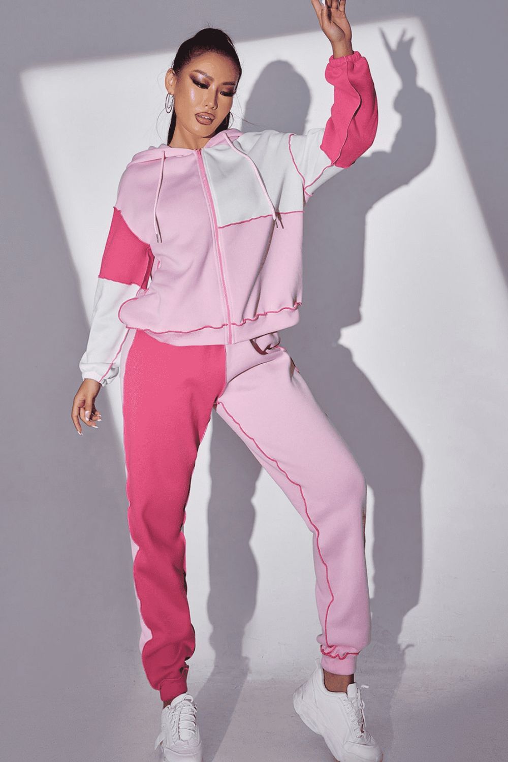 Exposed Seams Color Block Hoodie and Pants Set - Guy Christopher