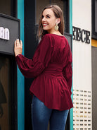 Exposed Seams Round Neck Dropped Shoulder Blouse - Guy Christopher