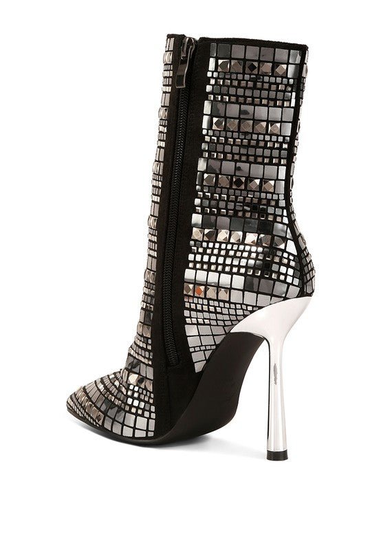 Extravagance Mirror Embellished Stiletto Boots - Guy Christopher