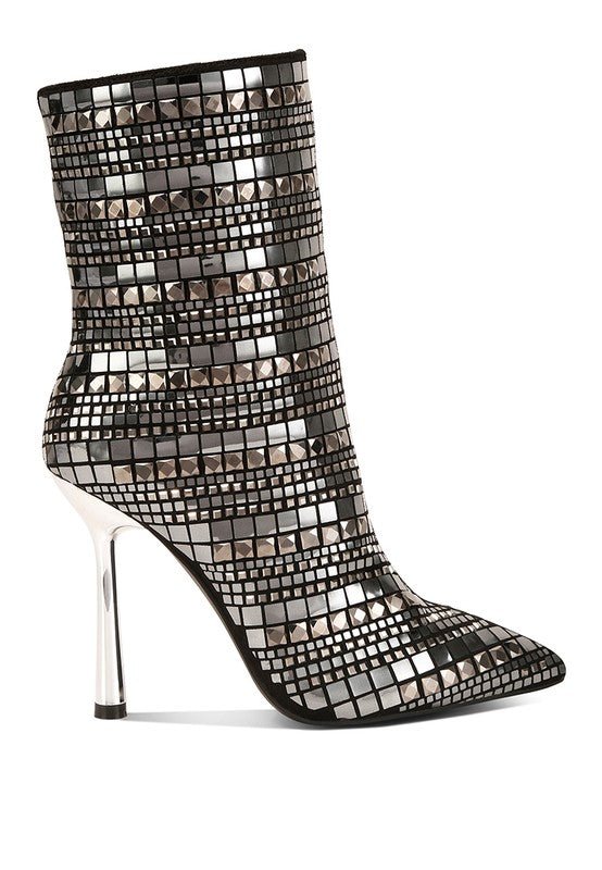 Extravagance Mirror Embellished Stiletto Boots - Guy Christopher