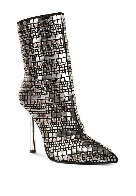 Extravagance Mirror Embellished Stiletto Boots - Guy Christopher