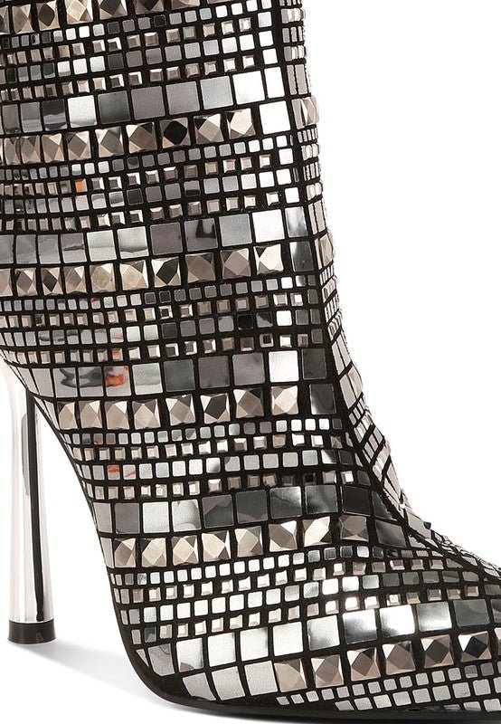 Extravagance Mirror Embellished Stiletto Boots - Guy Christopher