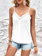 Eyelet Lace Trim V-Neck Cami - Guy Christopher