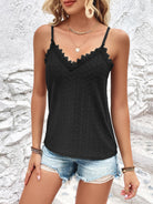 Eyelet Lace Trim V-Neck Cami - Guy Christopher