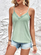 Eyelet Lace Trim V-Neck Cami - Guy Christopher