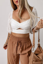 Eyelet Sweetheart Neck Cutout Crop Top - Guy Christopher