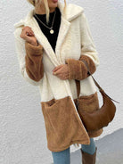 Two Tone Teddy Coat with Pockets - Guy Christopher 