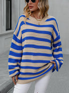 Striped Dropped Shoulder Sweater - Guy Christopher 