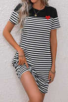 Striped Heart Short Sleeve Dress - Guy Christopher 