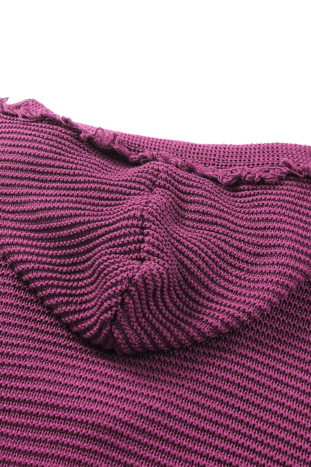 Woven Right Horizontal Ribbing Fringe Trim Hooded Sweater - Guy Christopher 